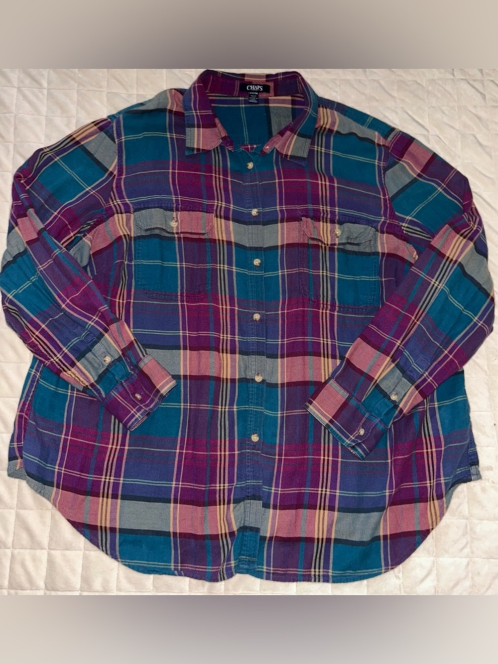 Chaps plaid lightweight button down shirt. Women’s 3XL
